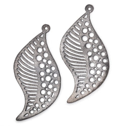 51x30mm Brushed Filigree Leaf Charm Set of 2 pieces (ONLINE ORDER ONLY)