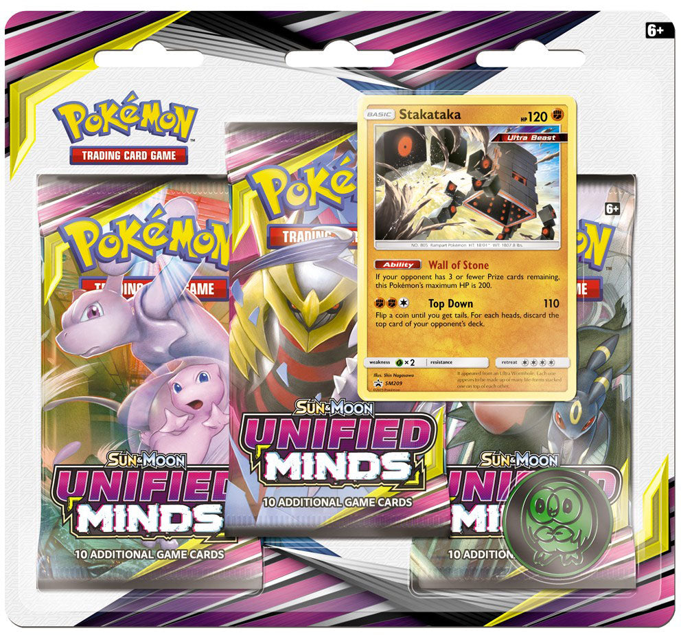 Sun & Moon: Unified Minds - 3-Pack Blister (Stakataka) (ONLINE ORDER ONLY)