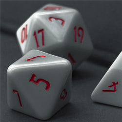 Grey Homage 7-Dice Set w/Red Numbers Minimalist (Online Only)