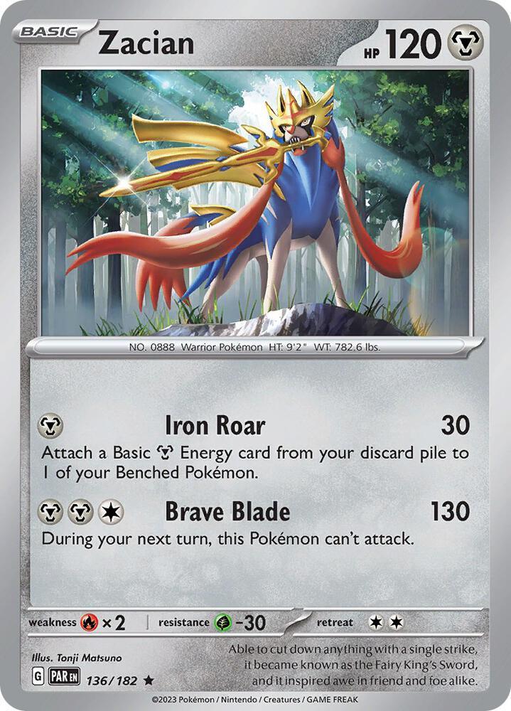 Zacian (136/182) [Scarlet & Violet: Paradox Rift] (Online Only)