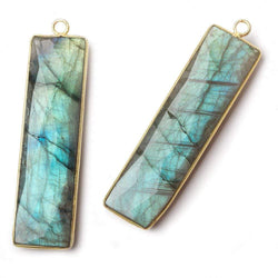 52.5x14.5mm Vermeil Bezel Labradorite faceted rectangle bar pendant 1 piece (ONLINE ORDER ONLY)
