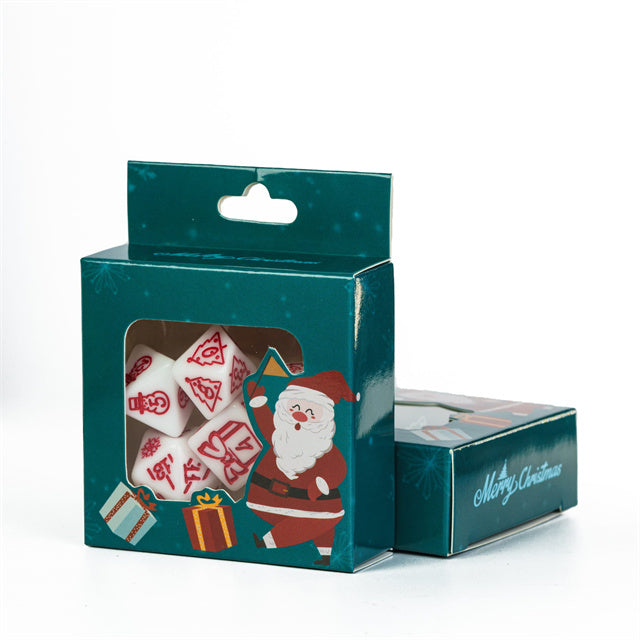 White Christmas Dice w/Red Presents Trees Snowman Holiday Festive (Online Only)