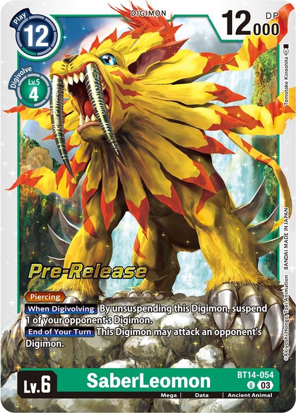 SaberLeomon [BT14-054] [Blast Ace Pre-Release Cards] (ONLINE ORDER ONLY)