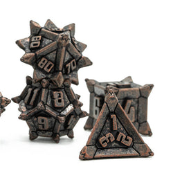 Ancient Copper Pinwheel Strengthened Metal 7-Dice Set | Metal DND Dice (Online Only)
