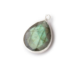 18x15mm Silver Bezeled Labradorite Faceted Pear Focal Bead 1 piece (ONLINE ORDER ONLY)