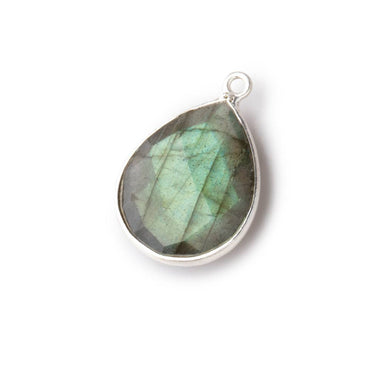 18x15mm Silver Bezeled Labradorite Faceted Pear Focal Bead 1 piece (ONLINE ORDER ONLY)