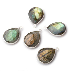 18x15mm Silver Bezeled Labradorite Faceted Pear Focal Bead 1 piece (ONLINE ORDER ONLY)