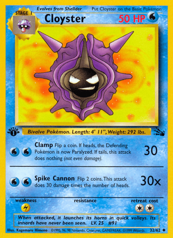 Cloyster (32/62) [Fossil 1st Edition] (Online Only)