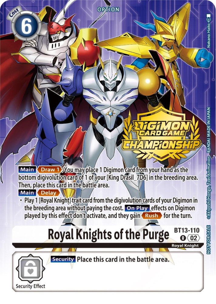 Royal Knights of the Purge [BT13-110] (Championship 2023 Tamers Pack) [Versus Royal Knights Promos] (ONLINE ORDER ONLY)