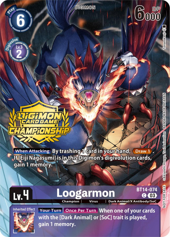 Loogarmon [BT14-074] (Championship 2023 Tamers Pack) [Blast Ace Promos] (ONLINE ORDER ONLY)