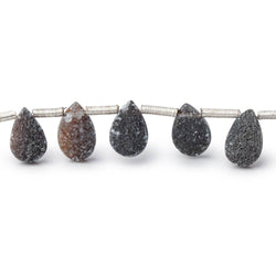 7-9mm Black Agate Drusy Pear Beads 7.25 inch 20 pieces (ONLINE ORDER ONLY)