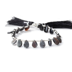 7-9mm Black Agate Drusy Pear Beads 7.25 inch 20 pieces (ONLINE ORDER ONLY)