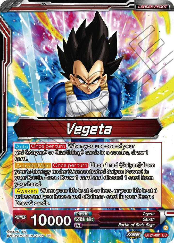 Vegeta // Vegeta, Awakened Feelings (BT24-001) [Beyond Generations] (ONLINE ORDER ONLY)