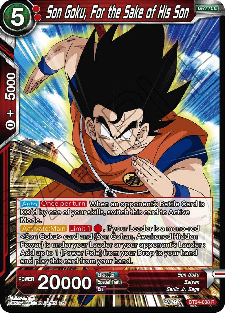 Son Goku, For the Sake of His Son (BT24-008) [Beyond Generations] (ONLINE ORDER ONLY)