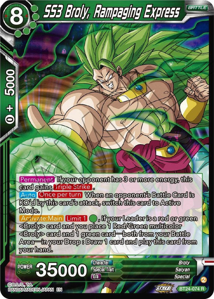 SS3 Broly, Rampaging Express (BT24-074) [Beyond Generations] (ONLINE ORDER ONLY)