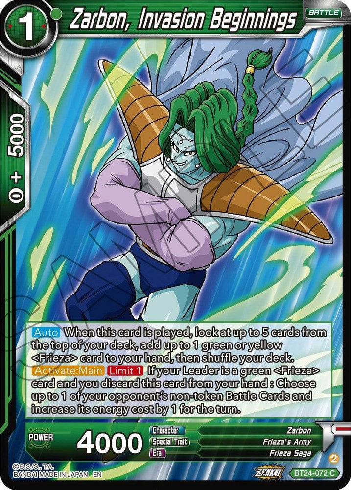 Zarbon, Invasion Beginnings (BT24-072) [Beyond Generations] (ONLINE ORDER ONLY)