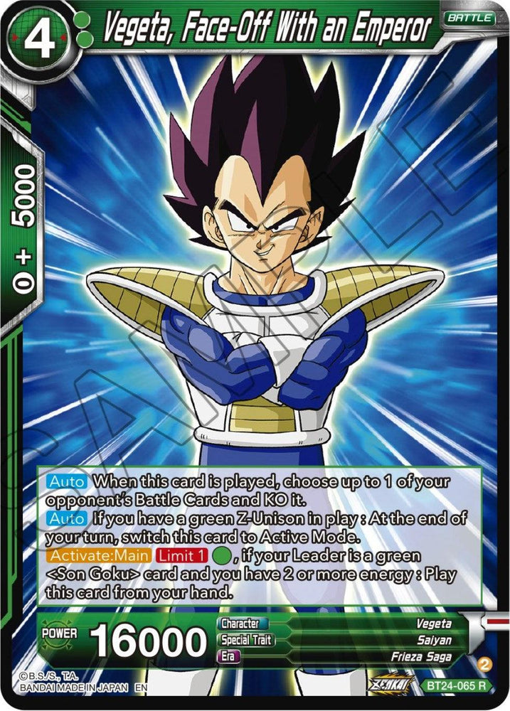 Vegeta, Face-Off With an Emperor (BT24-065) [Beyond Generations] (ONLINE ORDER ONLY)