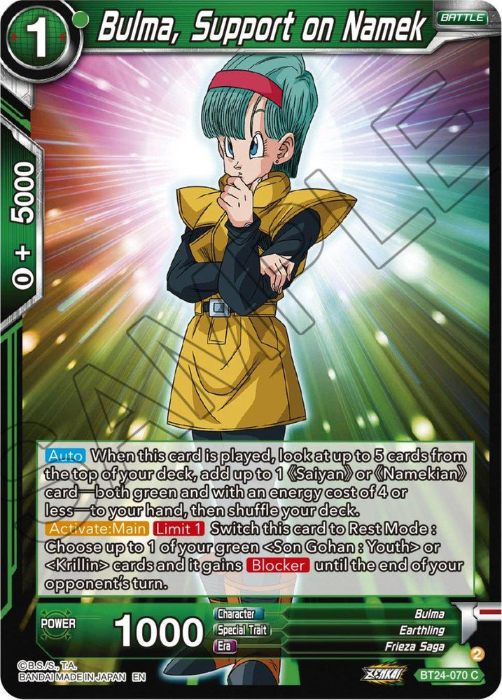 Bulma, Support on Namek (BT24-070) [Beyond Generations] (ONLINE ORDER ONLY)