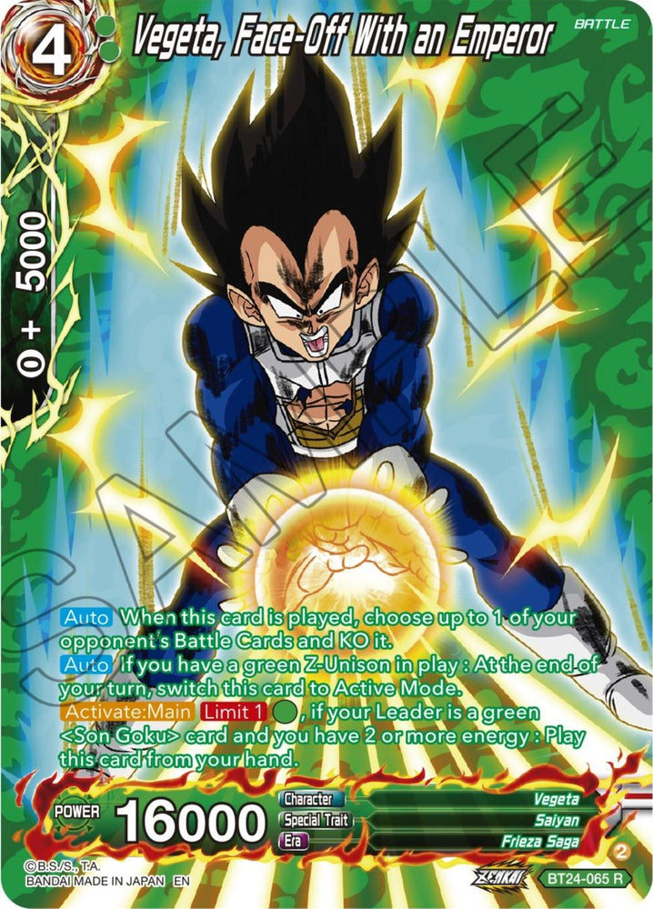 Vegeta, Face-Off With an Emperor (Collector Booster) (BT24-065) [Beyond Generations] (ONLINE ORDER ONLY)