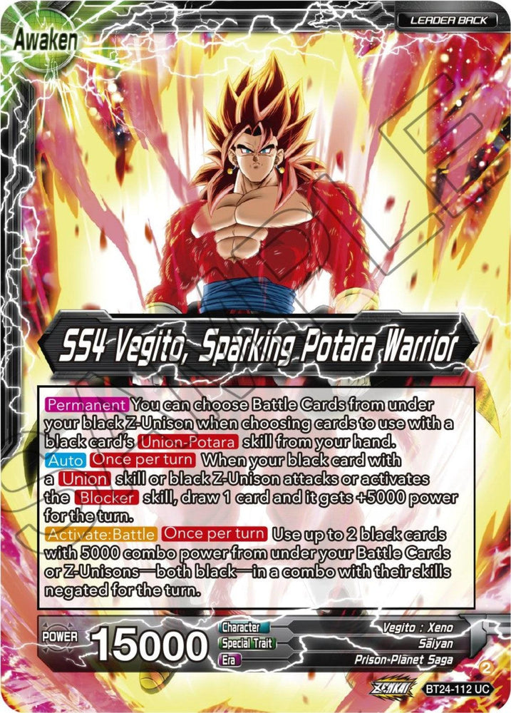 SS4 Son Goku & SS4 Vegeta // SS4 Vegito, Sparking Potara Warrior (BT24-112) [Beyond Generations] (ONLINE ORDER ONLY)