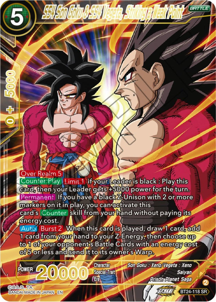 SS4 Son Goku & SS4 Vegeta, Striking a Weak Point (BT24-118) [Beyond Generations] (ONLINE ORDER ONLY)