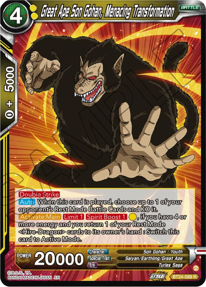 Great Ape Son Gohan, Menacing Transformation (BT24-089) [Beyond Generations] (ONLINE ORDER ONLY)
