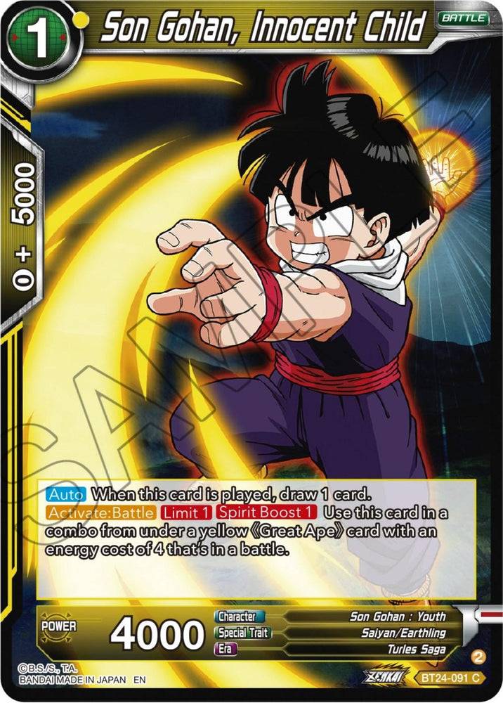 Son Gohan, Innocent Child (BT24-091) [Beyond Generations] (ONLINE ORDER ONLY)