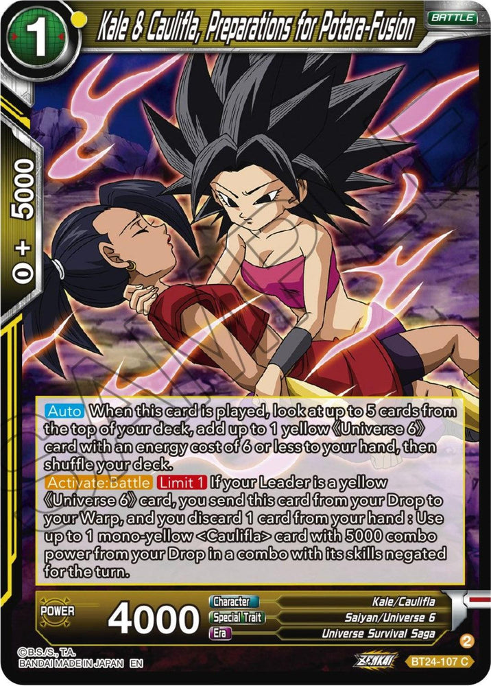 Kale & Caulifla, preparations for Potara-Fusion (BT24-107) [Beyond Generations] (ONLINE ORDER ONLY)