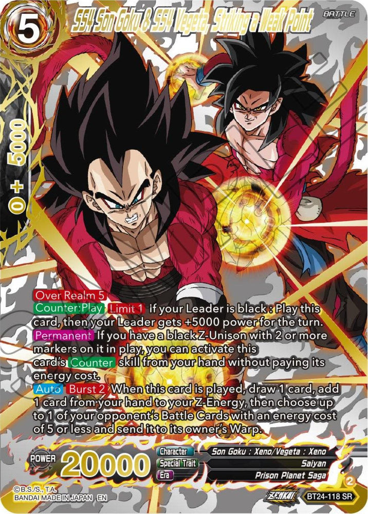 SS4 Son Goku & SS4 Vegeta, Striking a Weak Point (Collector Booster) (BT24-118) [Beyond Generations] (ONLINE ORDER ONLY)