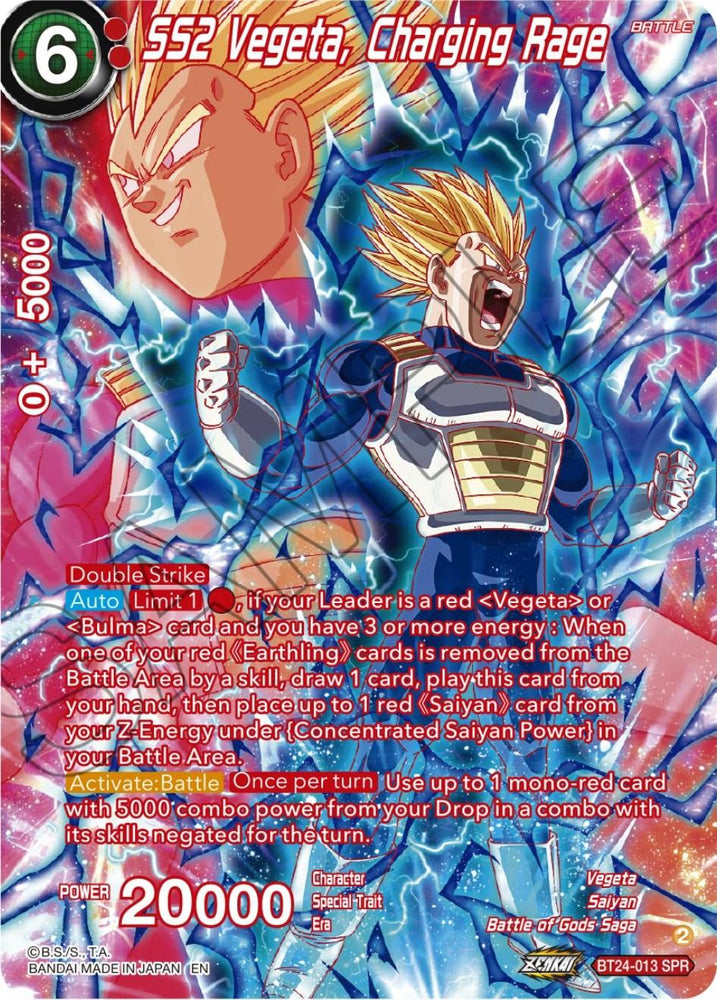 SS2 Vegeta, Charging Rage (SPR) (BT24-013) [Beyond Generations] (ONLINE ORDER ONLY)
