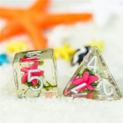 Pink Starfish Dice 7-Dice Set Resin Dungeons and Dragons Dice (Online Only)