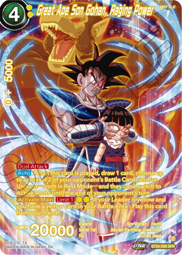 Great Ape Son Gohan, Raging Power (SPR) (BT24-088) [Beyond Generations] (ONLINE ORDER ONLY)