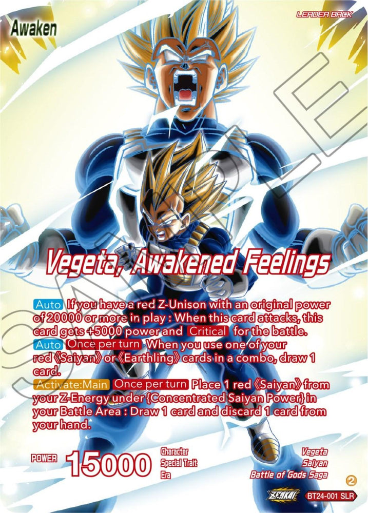Vegeta // Vegeta, Awakened Feelings (SLR) (BT24-001) [Beyond Generations] (ONLINE ORDER ONLY)