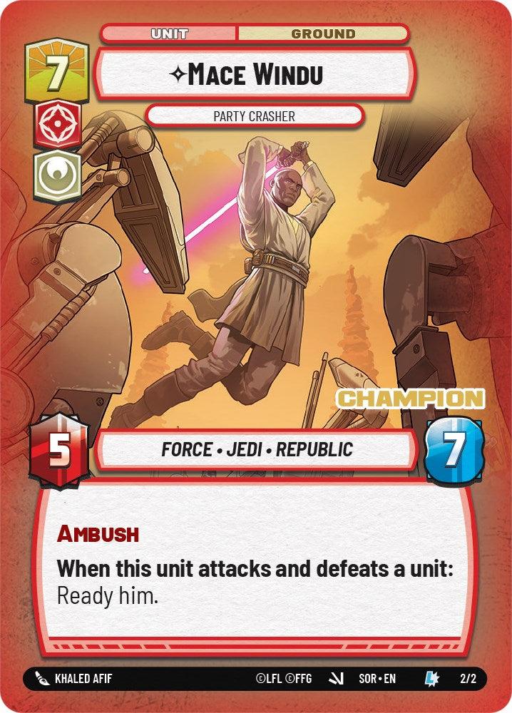 Mace Windu - Party Crasher (Champion) (2/2) [Spark of Rebellion Promos] (ONLINE ORDER ONLY)