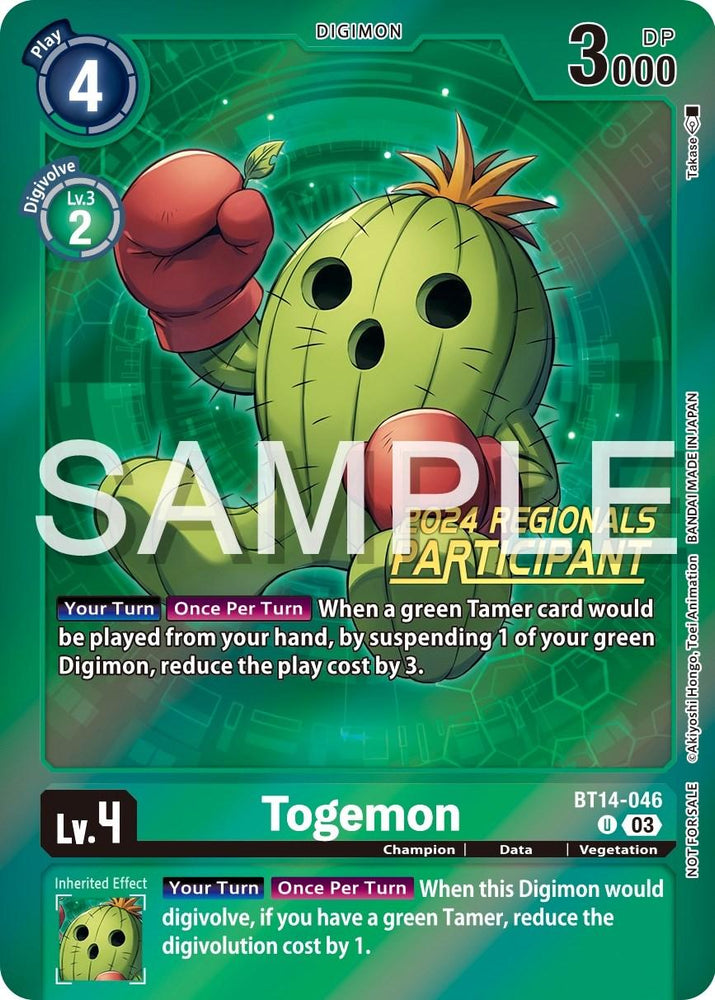 Togemon [BT14-046] (2024 Regionals Participant) [Blast Ace Promos] (ONLINE ORDER ONLY)