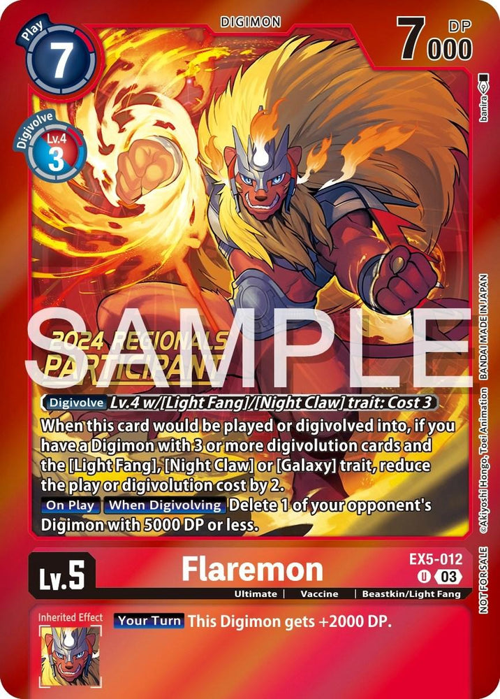Flaremon [EX5-012] (2024 Regionals Participant) [Animal Colosseum Promos] (ONLINE ORDER ONLY)