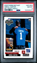 Graded 2025 Panini Instant Abdul Carter #NFLDN3 NFL Draft Night Rookie RC Football Card PSA 8 Near Mint (ONLINE ORDER ONLY)