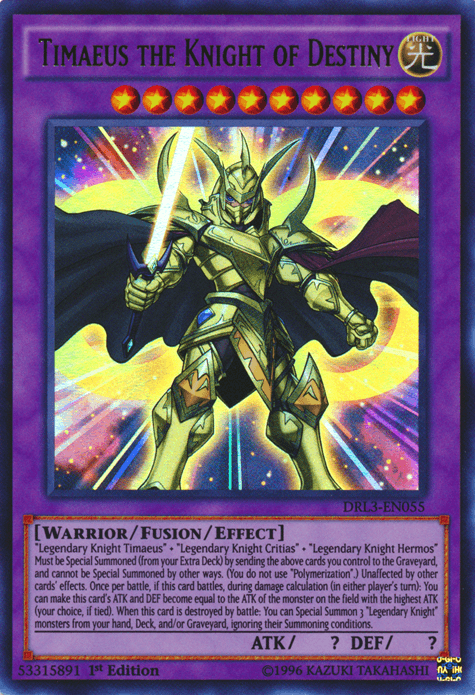Timaeus the Knight of Destiny [DRL3-EN055] Ultra Rare (ONLINE ORDER ONLY)