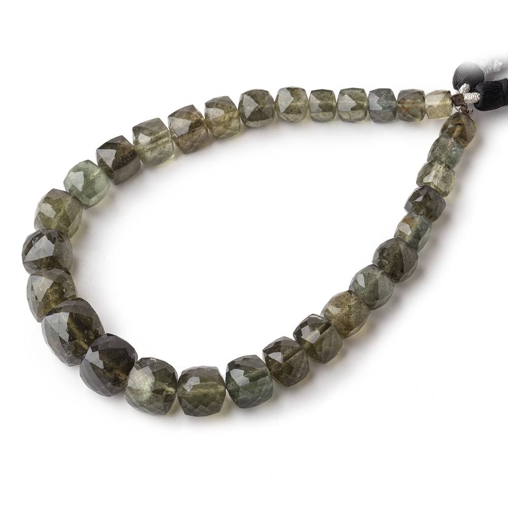 5.5-10.5mm Moss Aquamarine Faceted Cube Beads 8.5 inch 30 pieces (ONLINE ORDER ONLY)