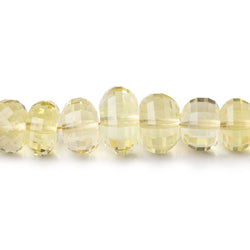 5.5-10mm Lemon Quartz Checkerboard Faceted Rondelles 16 inch 81 Beads AA (ONLINE ORDER ONLY)