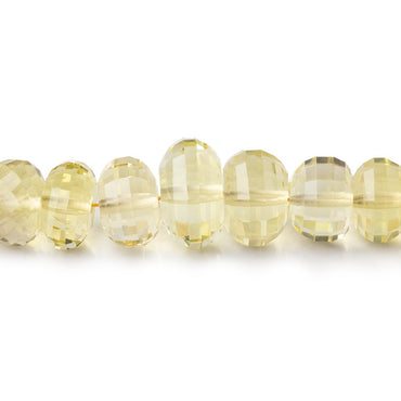 5.5-10mm Lemon Quartz Checkerboard Faceted Rondelles 16 inch 81 Beads AA (ONLINE ORDER ONLY)