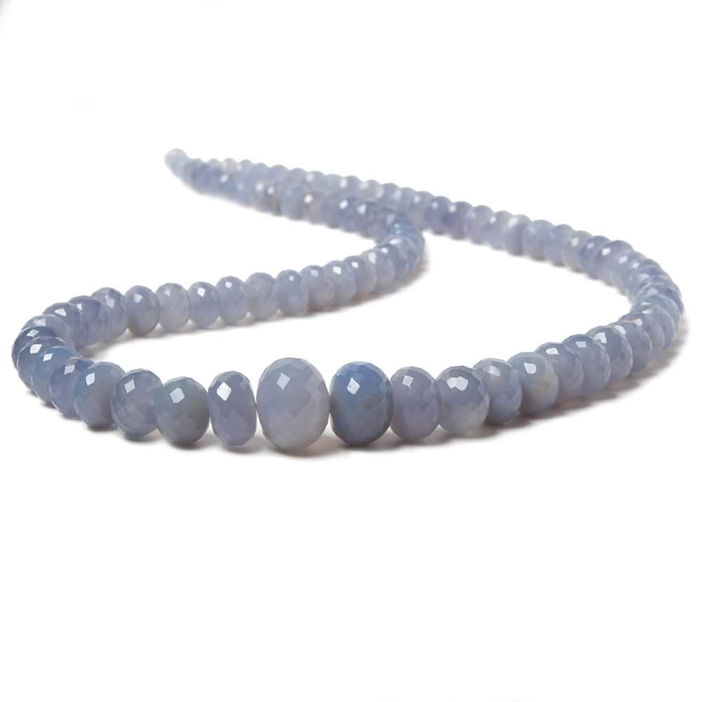 5.5-14mm Natural Blue Chalcedony faceted rondelles 19 inch 68 beads (ONLINE ORDER ONLY)