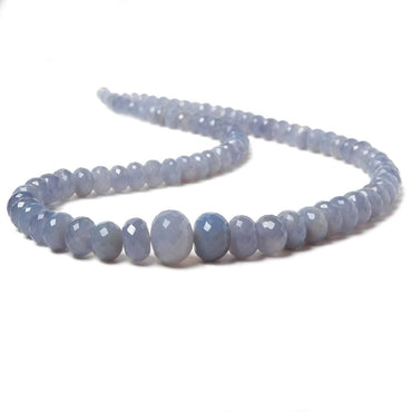 5.5-14mm Natural Blue Chalcedony faceted rondelles 19 inch 68 beads (ONLINE ORDER ONLY)