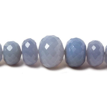 5.5-14mm Natural Blue Chalcedony faceted rondelles 19 inch 68 beads (ONLINE ORDER ONLY)