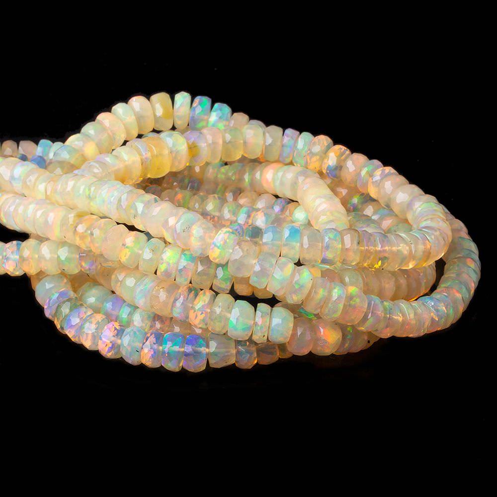5.5-7mm Golden Ethiopian Opal Faceted Rondelles 18 inch 140 beads AAA (ONLINE ORDER ONLY)