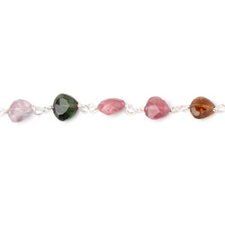 5.5-6.5mm Multi Color Tourmaline Faceted Hearts on Sterling Silver Chain (ONLINE ORDER ONLY)