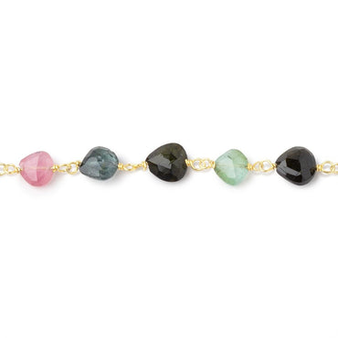 5.5-6.5mm Multi Color Tourmaline Faceted Hearts on Vermeil Chain (ONLINE ORDER ONLY)