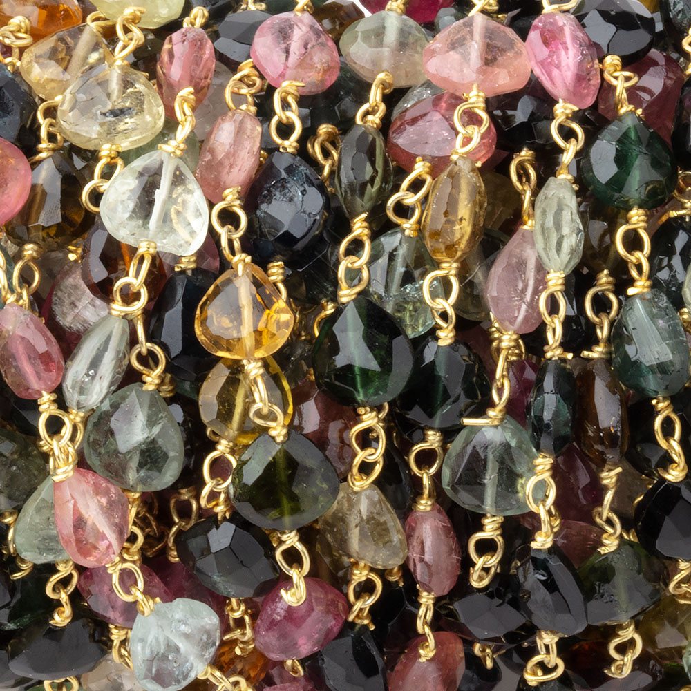 5.5-6.5mm Multi Color Tourmaline Faceted Hearts on Vermeil Chain (ONLINE ORDER ONLY)