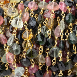 5.5-6.5mm Multi Color Tourmaline Faceted Hearts on Vermeil Chain (ONLINE ORDER ONLY)