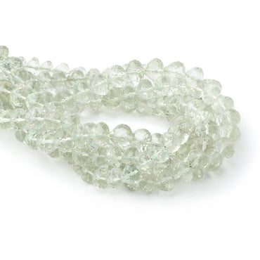 5.5-6.5mm Prasiolite Center Drill Faceted Candy Kiss 8 inch 33 Beads (ONLINE ORDER ONLY)